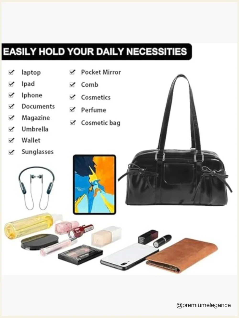 Vegan Leather Slouchy Hobo Shoulder Bag with Zipper Closure